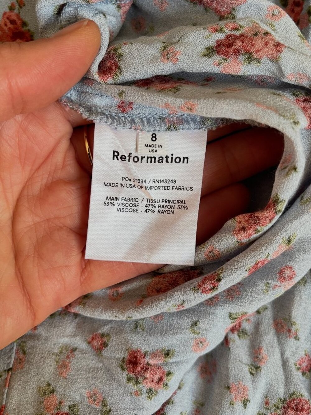 Reformation Blue Floral Mini Skirt — Size 8 - Picture 4 of 4
